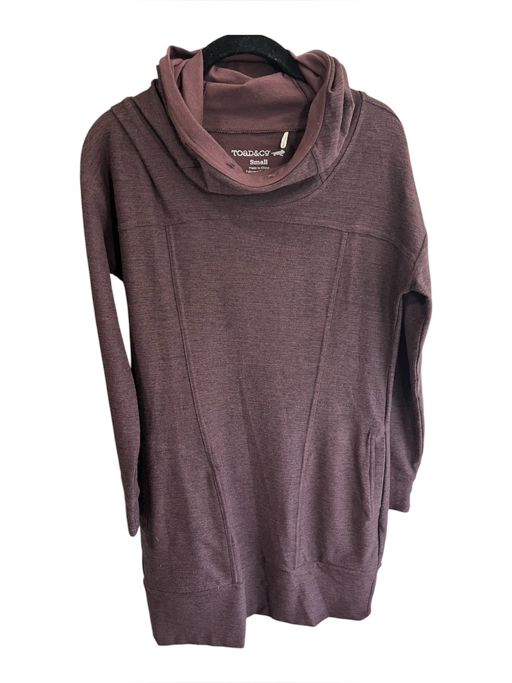 Toad&Co Intermosso Hooded Dress Long Sleeve Sweatshirt Dress maroon red Small